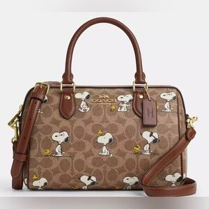 Coach X Peanuts Rowan Satchel Bag In Signature CA